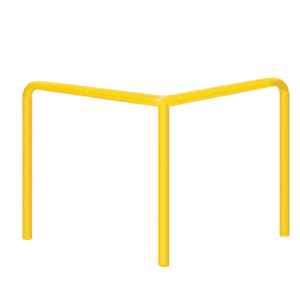 Metall-Eckpuffer - gelb | fi114.3mm, Größe 1000mm x 1000mm x 1000mm | auf den Boden geschraubt