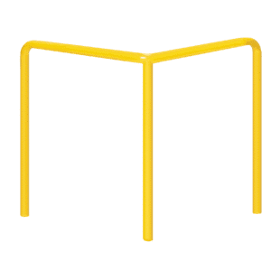 Metall-Eckpuffer - gelb | fi48,3mm, Größe 1000mm x 1000mm x 1200mm | Zum Einbetonieren