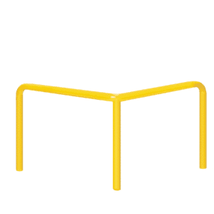 Metall-Eckpuffer - gelb | fi114.3mm, Größe 1000mm x 1000mm x 800mm | auf den Boden geschraubt