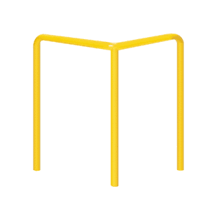 Metall-Eckpuffer - gelb | fi114.3mm, Größe 800mm x 800mm x 1200mm | auf den Boden geschraubt