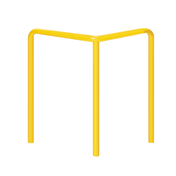 Metall-Eckpuffer - gelb | fi48.3mm, Größe 800mm x 800mm x 1200mm | auf den Boden geschraubt