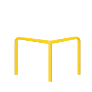 Metall-Eckpuffer - gelb | fi60,3mm, Größe 800mm x 800mm x 800mm | Zum Einbetonieren