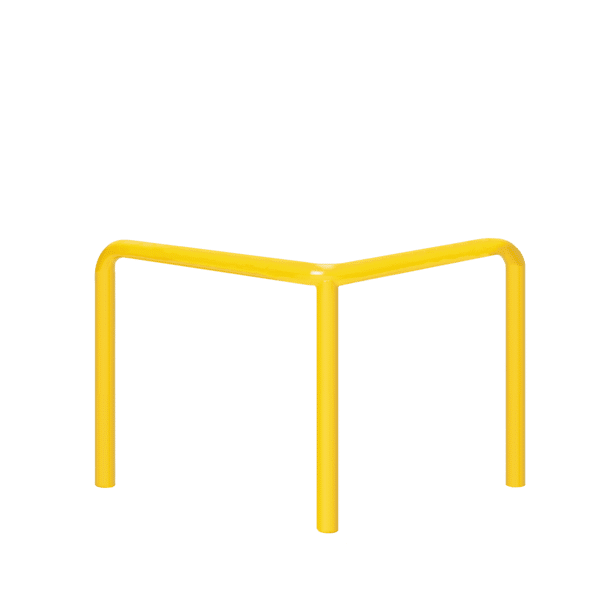 Metall-Eckpuffer - gelb | fi60,3mm, Größe 800mm x 800mm x 800mm | Zum Einbetonieren