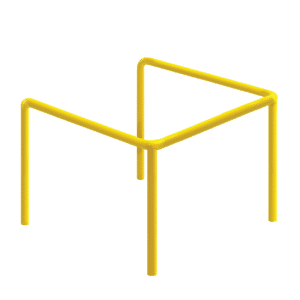 U Metallpuffer - gelb | fi48,3mm, Größe 1000mm x 1000mm x 1000mm | Zum Einbetonieren