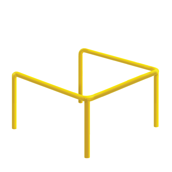 U Metallpuffer - gelb | fi114,3mm, Größe 1000mm x 1000mm x 800mm | Zum Einbetonieren