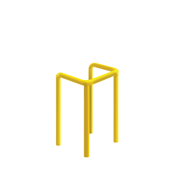 U Metallpuffer - gelb | fi114,3mm, Abmessung 600mm x 600mm x 600mm x 1000mm | Zum Einbetonieren