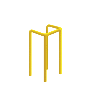 U-Metallpuffer - gelb | fi48.3mm, Abmessung 600mm x 600mm x 1200mm | auf den Boden geschraubt