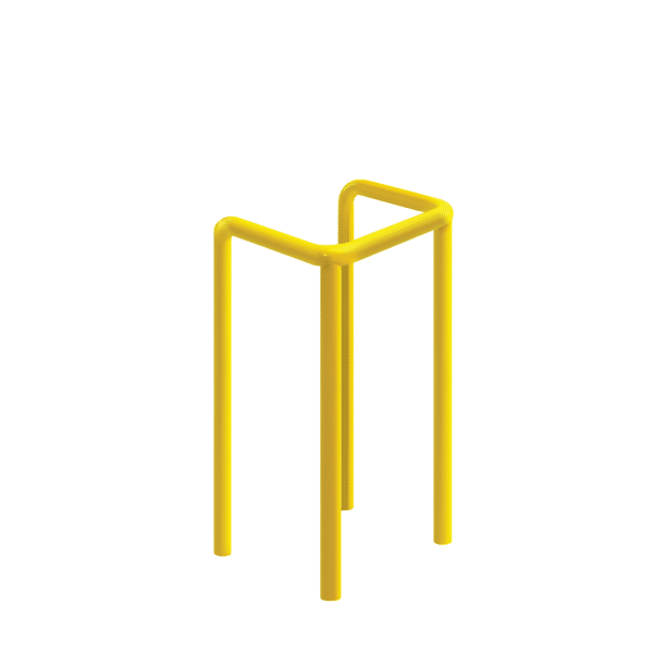U-Metallpuffer - gelb | fi48.3mm, Abmessung 600mm x 600mm x 1200mm | auf den Boden geschraubt
