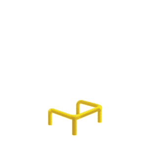 U Metallpuffer - gelb | fi48,3mm, Abmessungen 600mm x 600mm x 300mm | Zum Einbetonieren