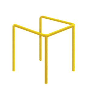 U Metallpuffer - gelb | fi60,3mm, Größe 800mm x 800mm x 1200mm | Zum Einbetonieren