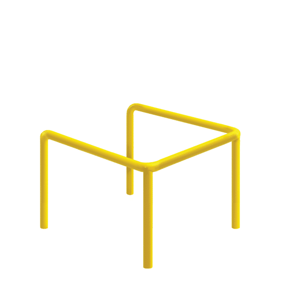 U-Metallpuffer - gelb | fi48,3mm, Größe 800mm x 800mm x 800mm | auf den Boden geschraubt