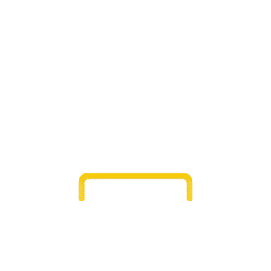 Linearer Metallpuffer - gelb | fi76.1mm, Größe 1200mm x 300mm | Verschraubt auf dem Boden