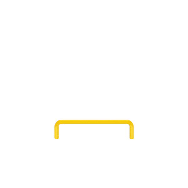 Linearer Metallpuffer - gelb | fi60.3mm, Größe 1200mm x 300mm | Zum Einbetonieren