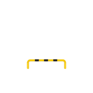 Linearer Metallpuffer - gelb mit schwarzen Reflexionsstreifen | fi60.3mm, Größe 1200mm x 300mm | Zum Einbau