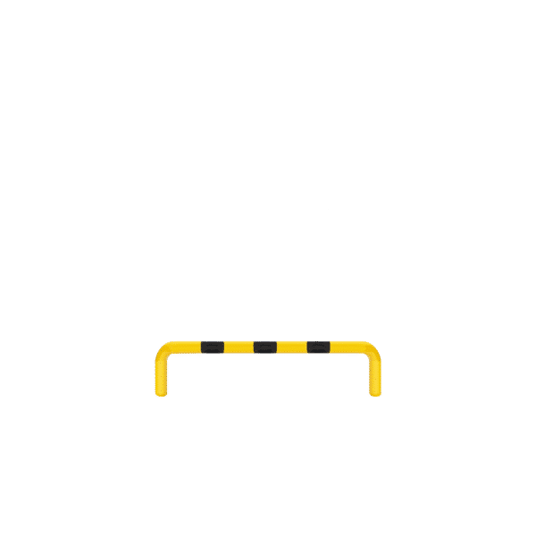 Linearer Metallpuffer - gelb mit schwarzen Reflexionsstreifen | fi60.3mm, Größe 1200mm x 300mm | Zum Einbau
