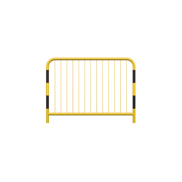 Straßenschranke Typ U-11a verzinkt - gelb mit Reflexionsstreifen | fi48,3 mm, Sprosse fi10mm , Größe 1100x1500mm | mit dem Boden verschraubt