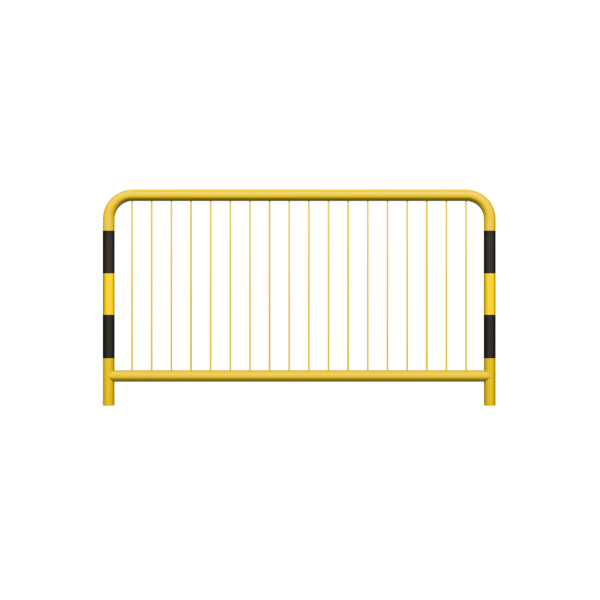Straßenschranke Typ U-11a verzinkt - gelb mit Reflexionsstreifen | 60,3 mm, Sprossenabstand 10 mm, Größe 1100x2000mm | Zum Einbau