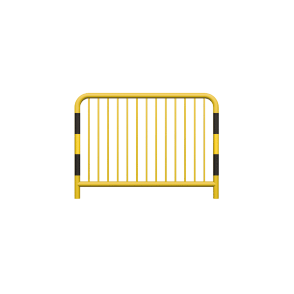 Straßenschranke Typ U-11a verzinkt - gelb mit Reflexionsstreifen | 60,3 mm, Sprosse fi20 mm, Größe 1100x1500mm | Zum Einbau