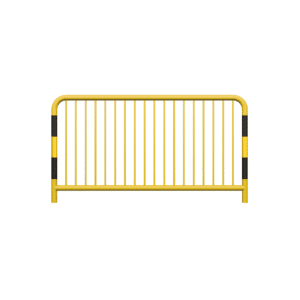 Verzinkte Straßenschranke Typ U-11a - gelb mit Reflexionsstreifen | 60,3 mm, Sprossenabstand 20 mm, Abmessung 1100x2000mm | Am Boden verschraubt