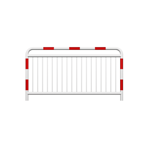 Straßensperre Typ U-11a mit zusätzlichem Bewehrungsstab, feuerverzinkt, weiß lackiert + Reflexionsstreifen fi60,3 mm, Sprosse fi20mm , Abmessung 1100x2000mm | zum Einbetonieren