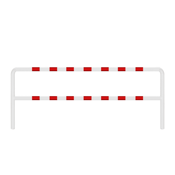 U12a-rotes Metallgeländer mit weißen Reflexionsstreifen | fi48,3mm, Abmessungen 2500mm x 1100mm | Zu montieren