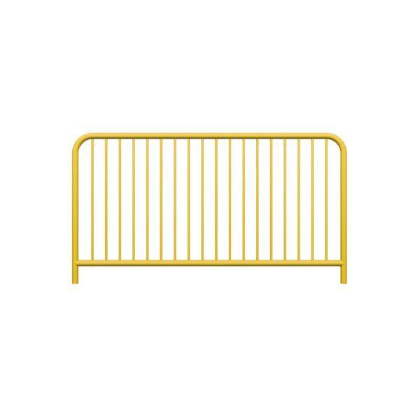 Verzinkte Straßenschranke Typ U-11a - gelb | 60,3 mm Durchmesser, Sprosse fi20 mm, Abmessung 1100x2000mm | Am Boden verschraubt