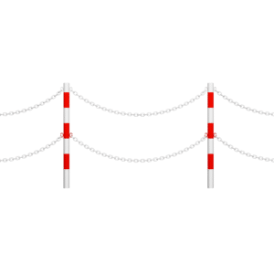 Straßenschranke Typ U-12b feuerverzinkte Kette, weiß mit roten Streifen | Pfosten fi60,3mm, Gesamthöhe des Pfostens 1500mm | Satz mit einem Pfosten + zwei Ketten | Zur Montage